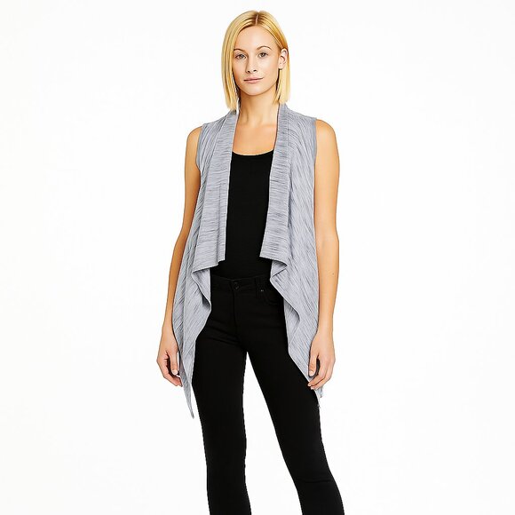 2/$30 WHBM Asymmetrical Hem Open Front Draped Cardigan Heather Gray XS #A0413 - Picture 1 of 8